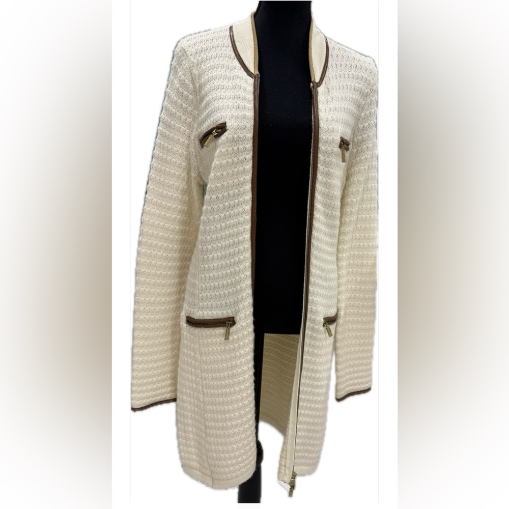Boston Proper Cream and Brown Cardigan